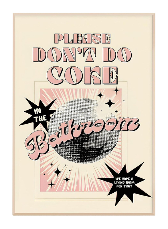 Fisspintly Please Dont Do Coke in the Bathroom Wall Art Disco Ball Canvas Painting Funky Retro Posters, 16 x 24 inch, Multicolour