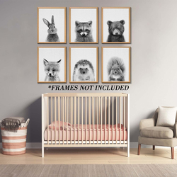 EPHANY Canvas 12 x 16-Inch Cute Nursery Decor Baby Animal Nordic Print Set Poster, Black-White