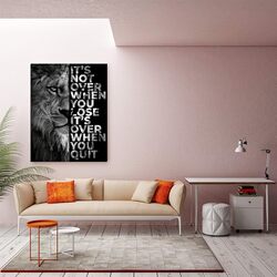 Dafun Art Lion Inspirational Wall Art Entrepreneur Quotes Its Not Over When You Lose Canvas Poster, 12 x 16 inch, Black/White