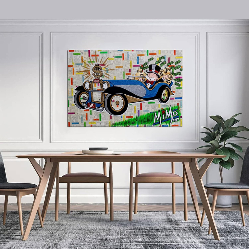 Ewm Alec Monopolys B Antique Car Poster Decorative Painting Canvas Wall Art, Multicolour
