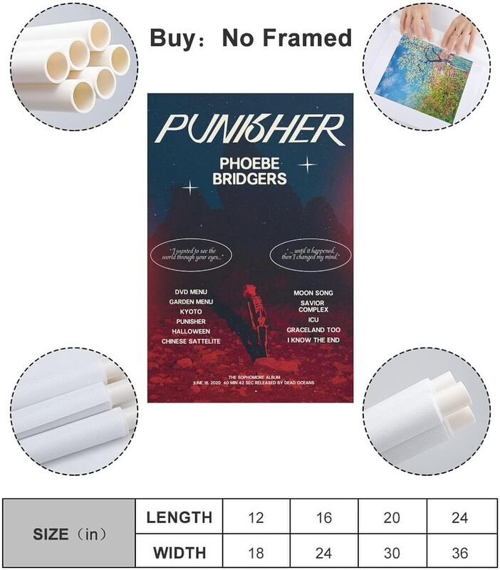 Meetje Phoebe Bridgers Poster Punisher Album Cover Canvas Poster, 12 x 18 inch, Multicolour