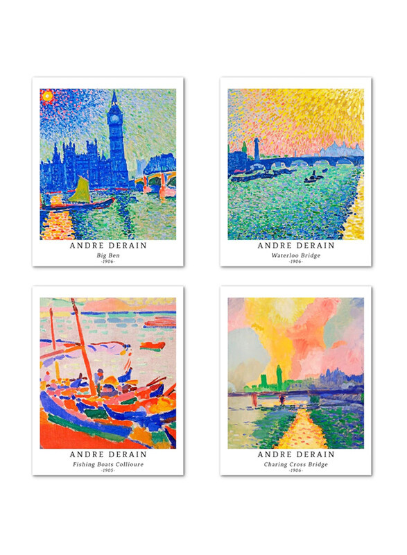 

Berkin Arts Unframed Prints Giclee Aesthetic Pink Cityscape Seascape Posters Set, 4 Pieces, 11 x 14-inch, Multicolour