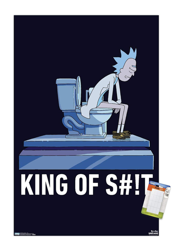 Trends International Rick and Morty Toilet Wall Poster, Black/Blue