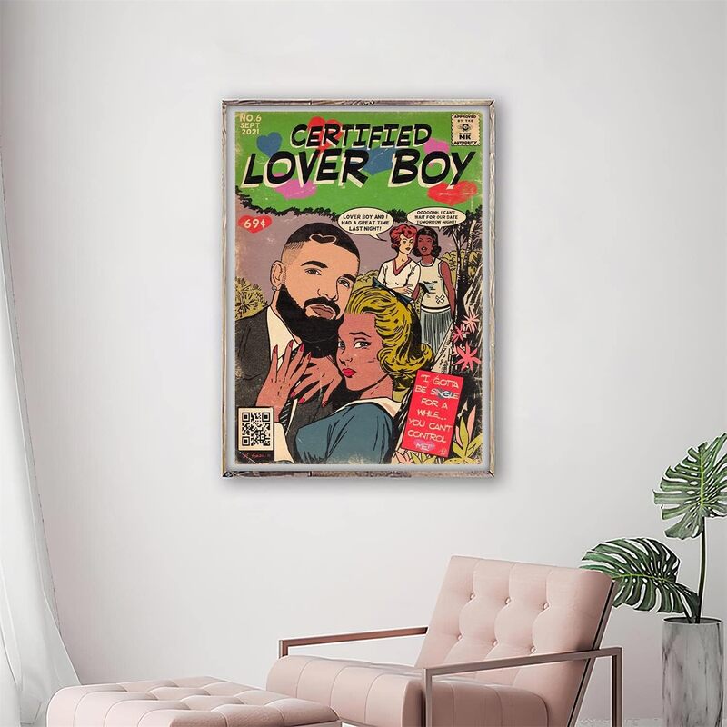 Motlwat Drake Certified Lover Boy Music Album Canvas Wall Art Poster, 16 x 24 inch, Multicolour