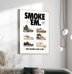 Creaaro Hypebeast Sneaker Unframed Michael Jordan & Travis Scott Poster, 12 x 16-inch, Multicolour