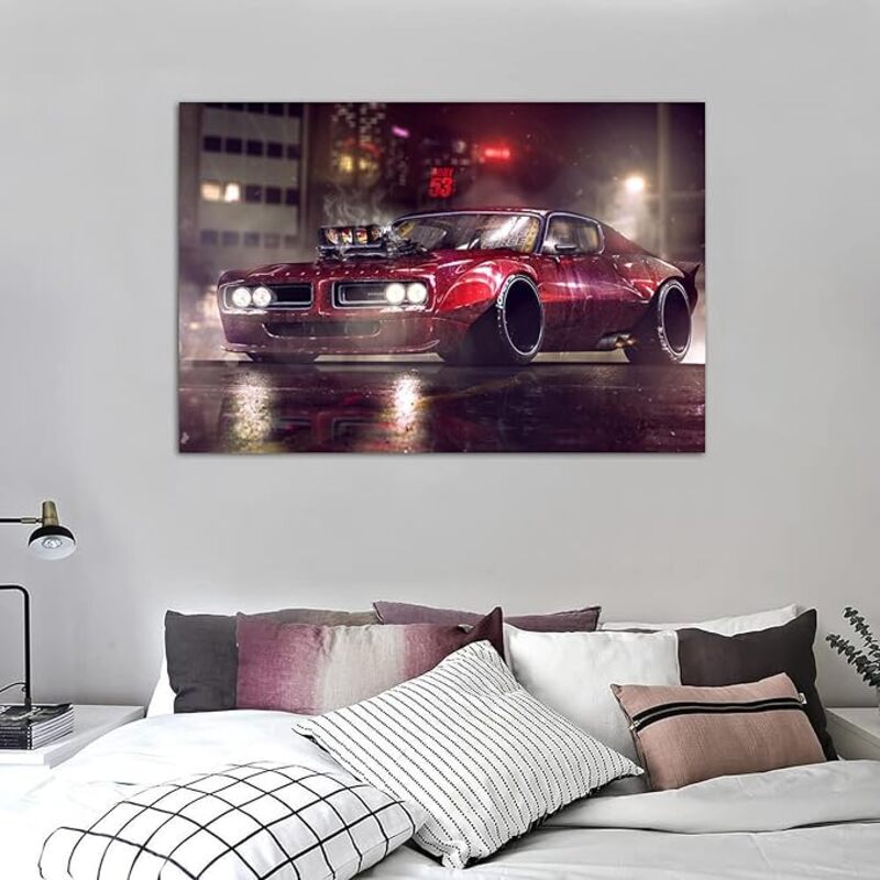 IBH Dodge Car Charger Decorative Painting Canvas Wall Posters without Frame, Multicolour