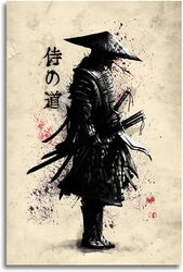 Gengsheng Japanese Bushido Samurai Warrior Modern Character Canvas Poster, Multicolour