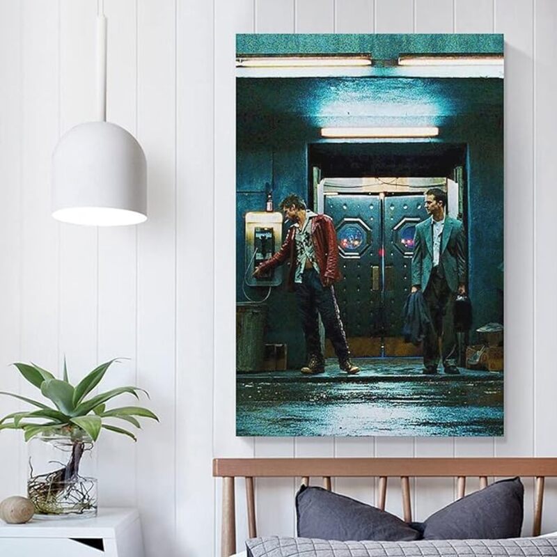 Fuwe Fight Club Jack And Tyler Movie Scene Canvas Art Posters, Multicolour