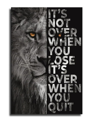 HHGaoArt 16 x 24-Inch Unframed Canvas Motivational Quote Lion "Its Not Over When You Lose Its Over When You Quit" Poster Wall Art, Multicolour