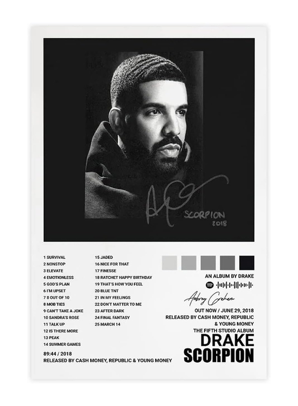 Qewrt Drake Poster Scorpion Album Cover Posters Wall Art, Black/White