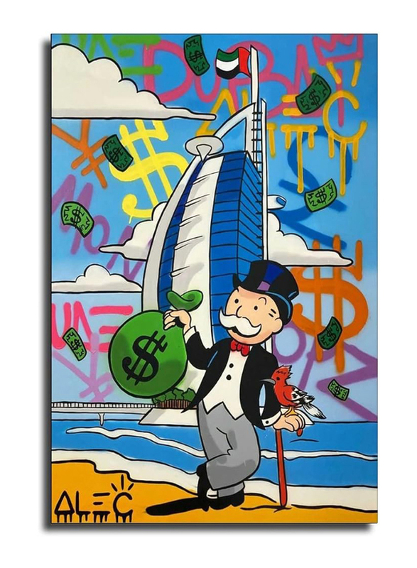 Zlqeesaa Monopolys Graffiti Street In Dubai Canvas Art Posters, Multicolour