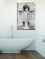 Gugika Monkey King Canvas Wall Art for Bathroom, 24 x 36 inch, Multicolour
