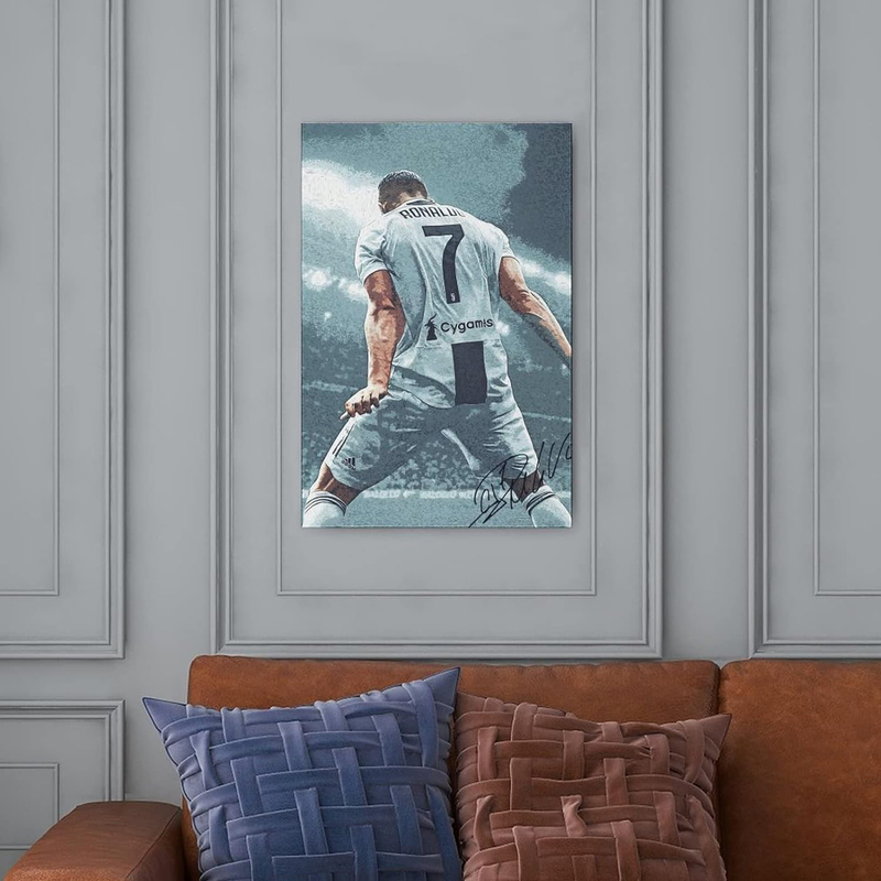 NITDODI Soccer Star Cristiano Ronaldo Canvas Poster for Football Fans, 12 x 18 inch, Multicolour