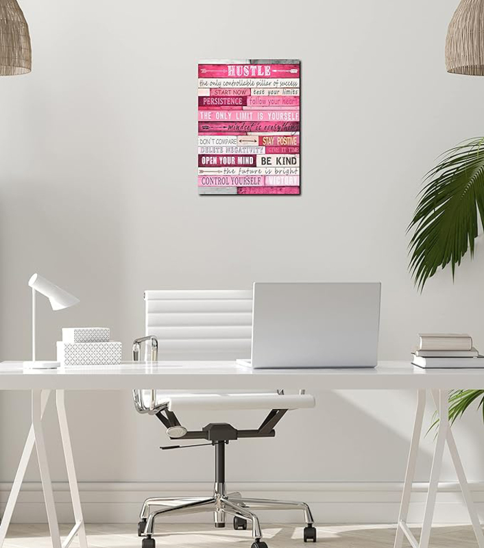 Thrlveart Pink Motivational Inspirational Canvas Poster, 16 x 12inch, Multicolour