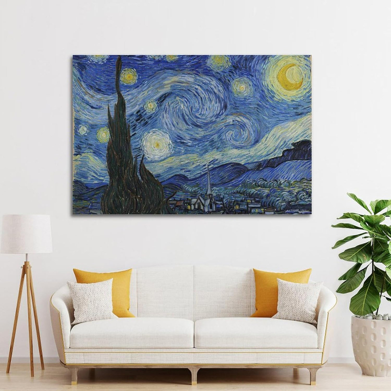 Njyxart Starry Night Van Gogh Art Poster, Blue