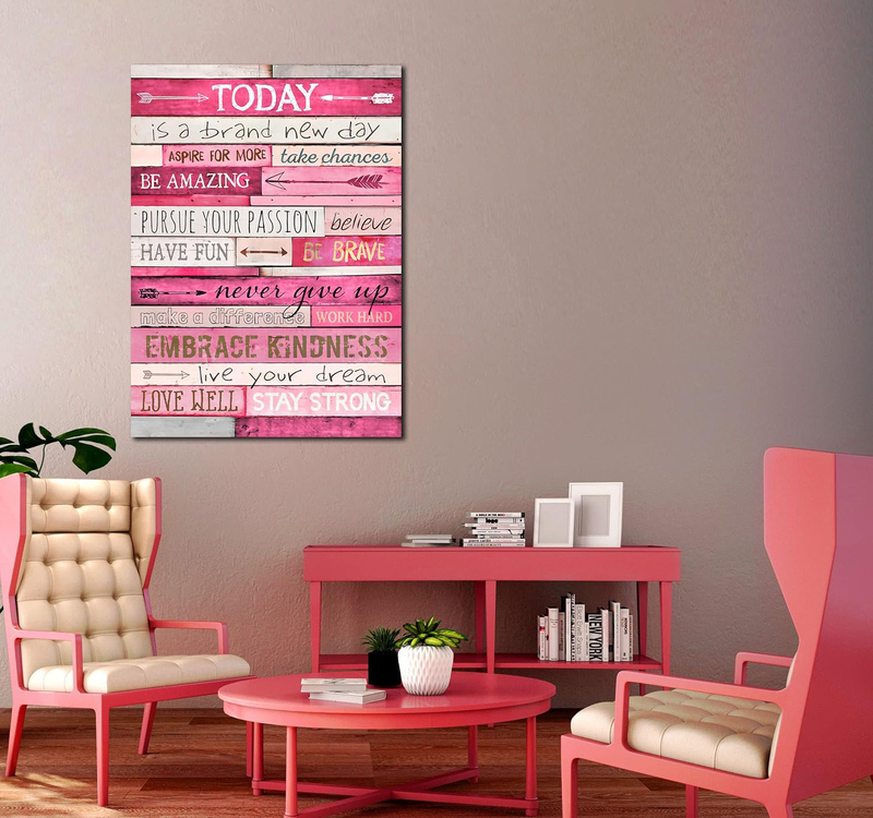 Thrlveart Inspirational Canvas Wall Decor, Pink