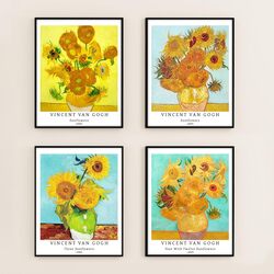 Berkin Arts Giclee Botanical Floral Illustrations Blossom Sunflower Wall Art Poster, 4 Pieces, 11 x 14 inch, Multicolour