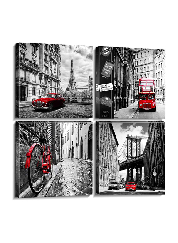 Sunfrower Black & White Framed Canvas Prints Poster, 4 Piece, 16 x 16inch, Multicolour