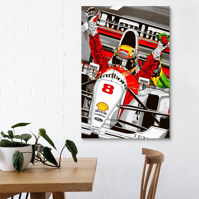 Maisuimaoyi Ayrton Senna F1 Formula Nordic Canvas Art Poster, Multicolour