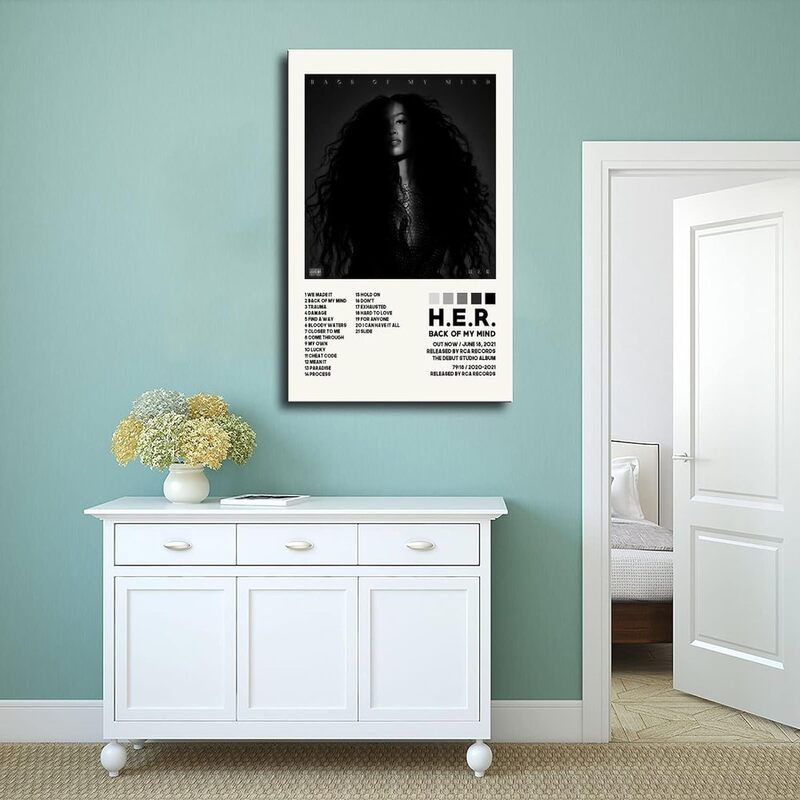 H.E.R Poster Back Of My Mind Album Cover Posters Canvas Wall Art, Black