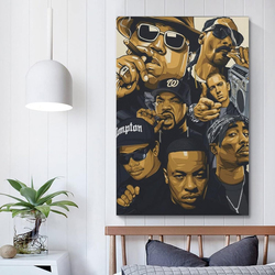 Ljldshangb Old School Rapper Hip Hop Legends Canvas Wall Art Poster, 12x18 inch, Multicolour