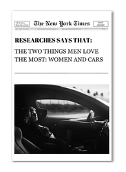 12 x 18-Inch Unframed Canvas The New York Times Newspaper Research "The Two Things Men Love The Most: Women & Cars" Page Poster Wall Art, Multicolour