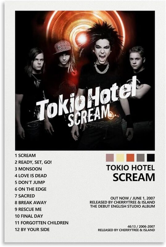 Chaue Tokio Hotel Scream Album Cover Aesthetic Canvas Wall Artworks, Multicolour