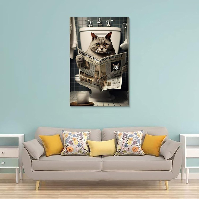 Gynaver Cat Canvas Wall Art Poster, Multicolour