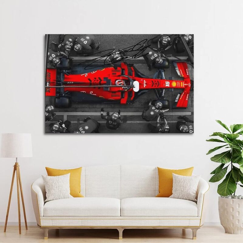 Yiylunneo Charles Leclerc F1 Formula One Canvas Wall Art Poster, 12 x 18 inch, Multicolour