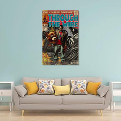12 x 18-Inch Canvas Kanye West Hip-Hop Comic Cover Poster Wall Art, Multicolour