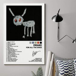 Mooyo Drake Poster for All The Dogs Music Album Cover Posters for Room Aesthetic Canvas Wall Art, Black/Grey