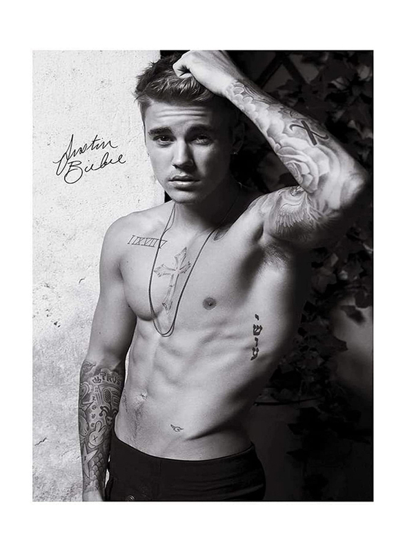 Justin Bieber Signed Poster, Black/White