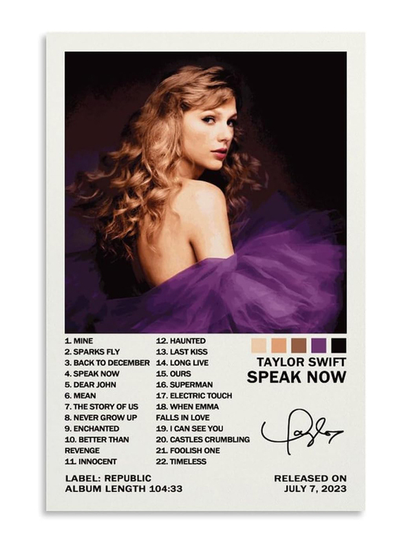 Taylor Swift Music Poster, Speak Now Music Poster Album Poster