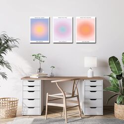 Ziyuan Colourful Abstract Aura Gradient Spiritual Affirmation Posters, 3 Pieces, 16 x 24 inch, Multicolour