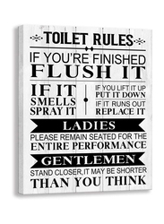 Kas Home Funny Toilet Rules Canvas Wall Art, Black