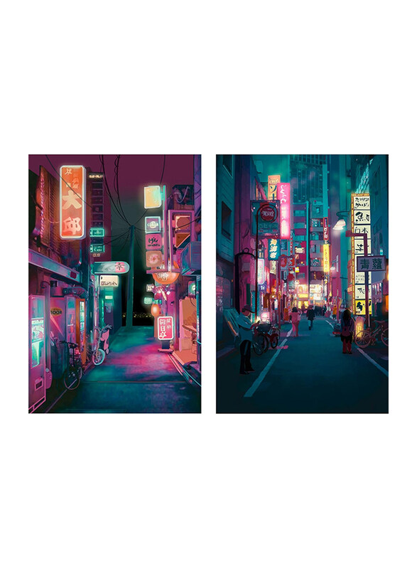 

Koshenia Japan Large Tokyo Anime Modern Night City Art Poster, 2 Pieces, 24 x 36 Inch, Multicolour