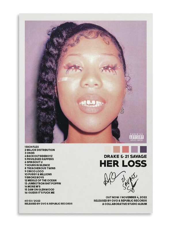 Ofitin Drake & 21 Savage Her Loss Album Cover Posters, Multicolour