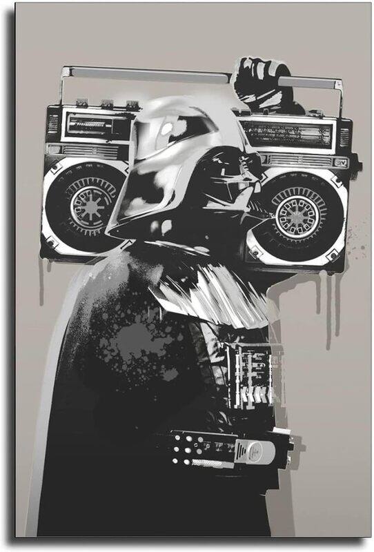 

Roo Banksy Graffiti Darth Vader Canvas Art Poster, Black/White