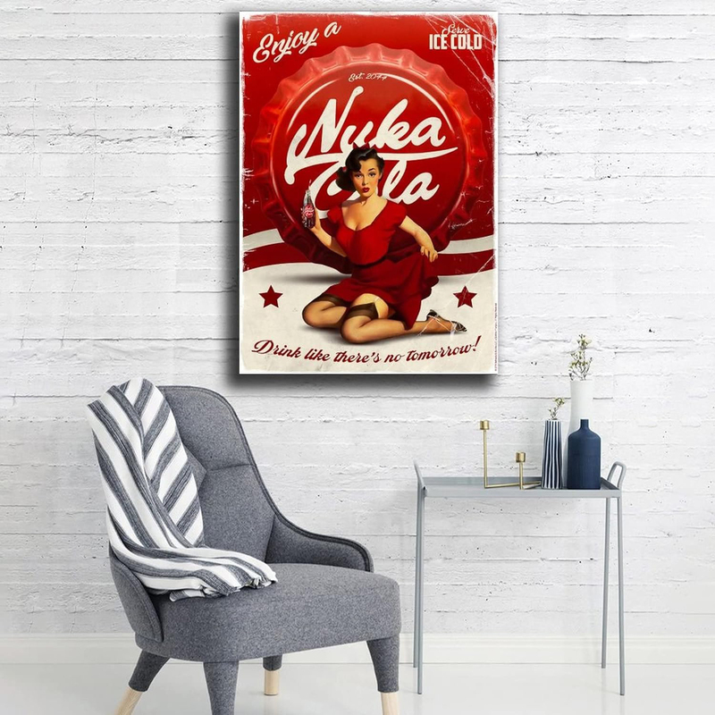 IFUNEW Unframed Canvas 12 x 18-Inch Fallout Nuka Cola Wall Art Poster, Multicolour