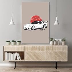 Alluckii JDM Car Classic Canvas Print Wall Artworks with Frame, Multicolour