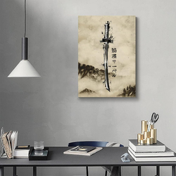 Gengsheng Japanese Ink Bushido Posters and Prints Samurai Canvas Painting, Multicolour