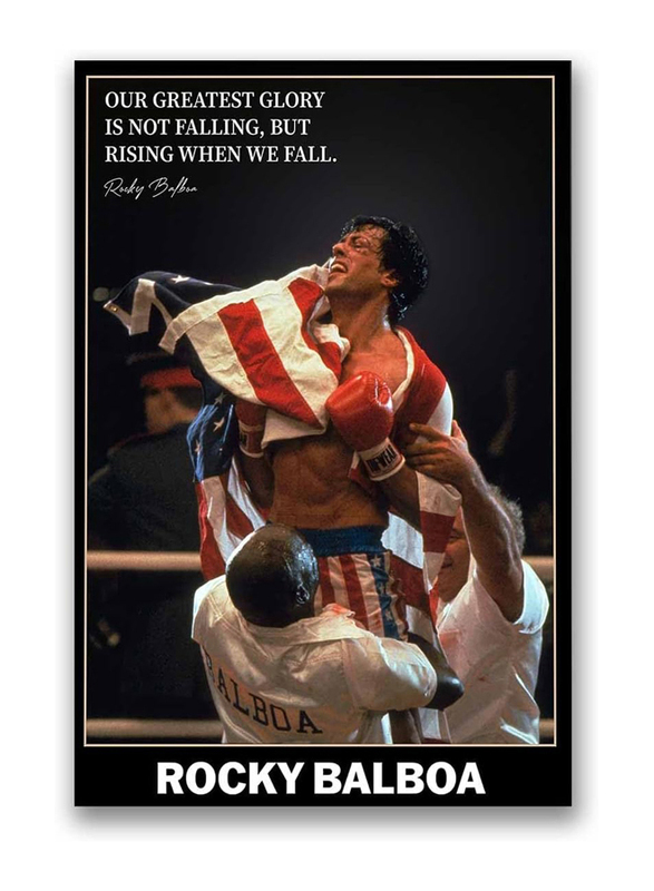 Grnaaza Rocky Balboa Motivational Boxing Inspiring Quotes Movie Wall Art Poster, 16 x 24 inch, Multicolour