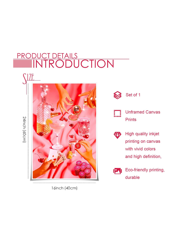 Pdfi Pink Wall Decor Posters Trendy Canvas Wall Art, Multicolour