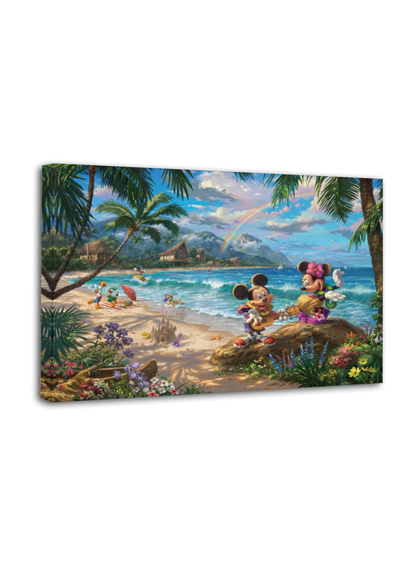 Ifunew Mickeys And Minnie in Hawaii Canvas Art Poster, Multicolour