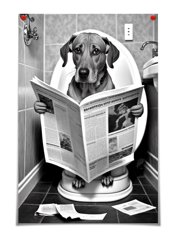 Yodooltly Funny Dog Bathroom Canvas, Black/White