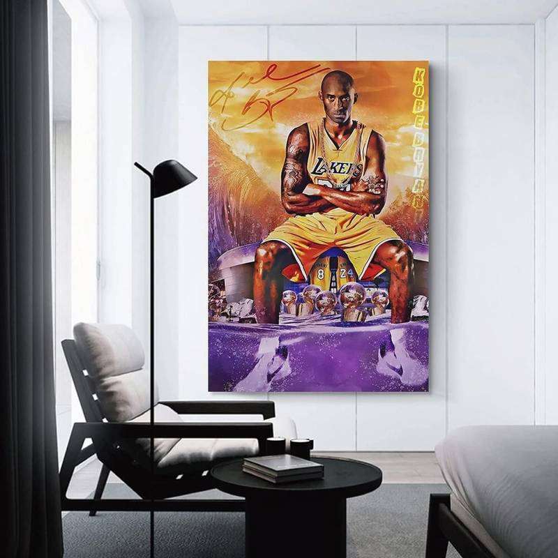 Kobe Bryant Wall Art Canvas Print Poster, 16 x 24 inch, Multicolour