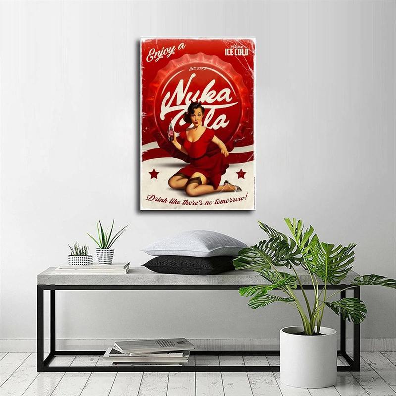 IFUNEW Unframed Canvas 12 x 18-Inch Fallout Nuka Cola Wall Art Poster, Multicolour