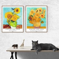 Berkin Arts Giclee Botanical Floral Illustrations Blossom Sunflower Wall Art Poster, 4 Pieces, 11 x 14 inch, Multicolour