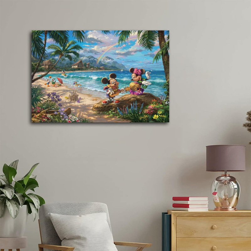 Ifunew Mickeys And Minnie in Hawaii Canvas Art Poster, Multicolour