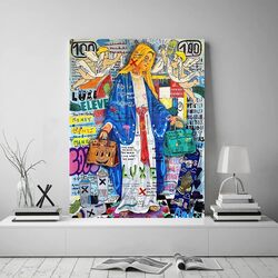 Mamago Graffiti Virgin Mary Modern Street Pop Colourful Abstract Canvas Poster, 18 x 24 inch, Multicolour